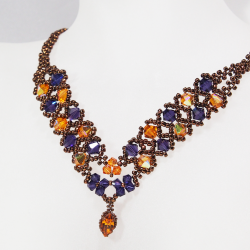 Necklace Copper brass - Double V Tierney Amber - Necklace Copper brass - Laiton cuivre